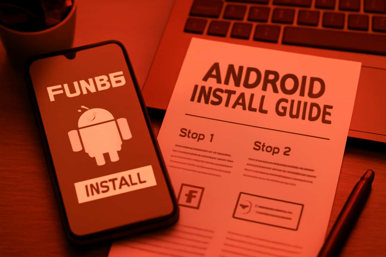 A visual representation of the Fun88 Android Install Guide, featuring informative graphics and the title prominently displayed.