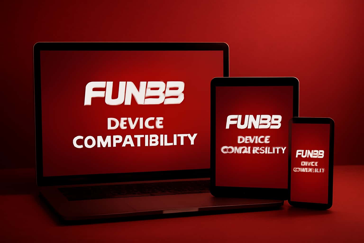 A conceptual image representing Fun88 device compatibility, showcasing various devices like smartphones and tablets.