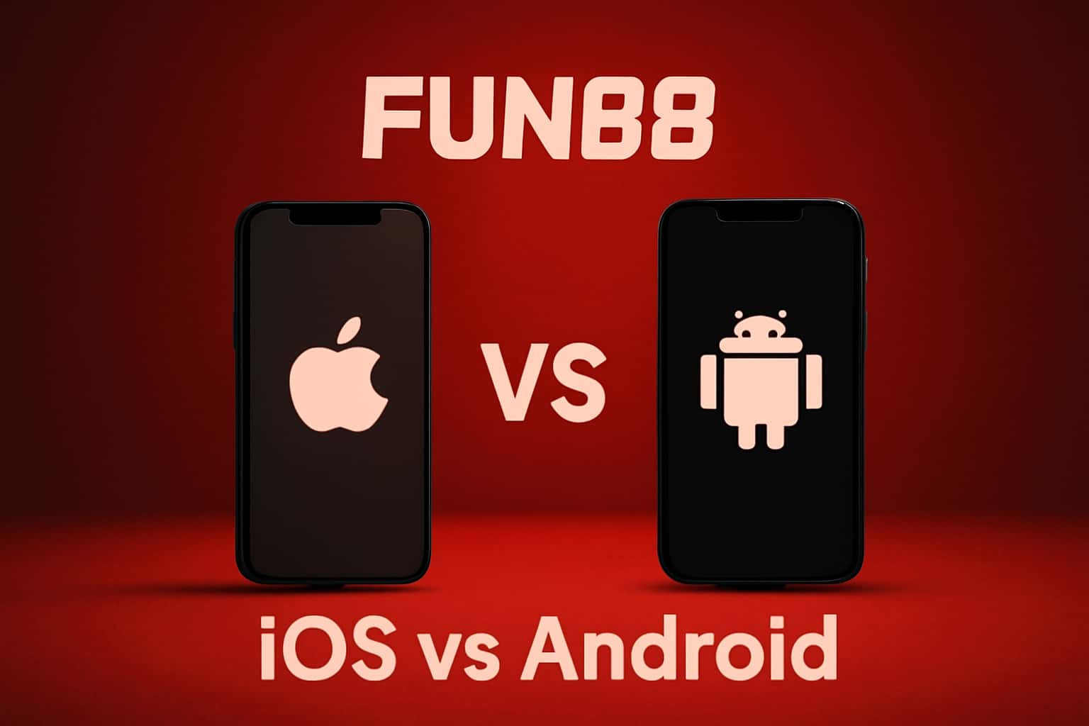 An informational graphic comparing Fun88 on iOS and Android.