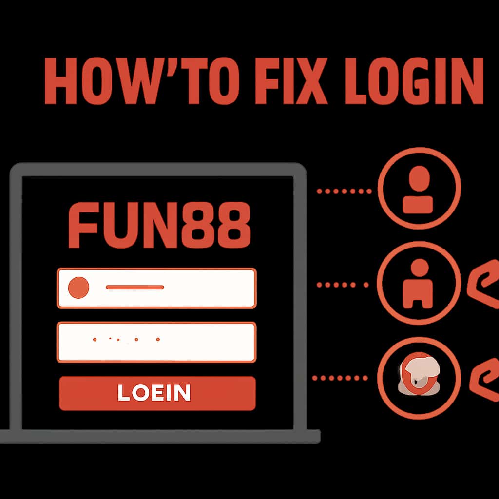 An educational diagram on troubleshooting Fun88 login.