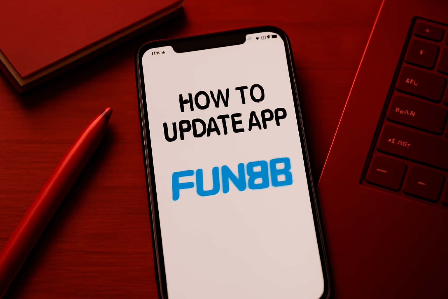 A visual representation of updating the Fun88 app, featuring important text elements.