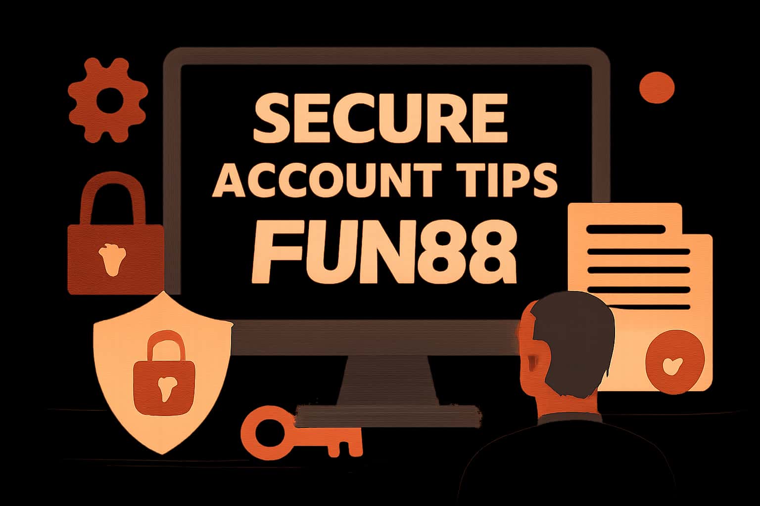 A high-tech scene featuring the text 'Secure Fun88 Account Tips' in a futuristic style.